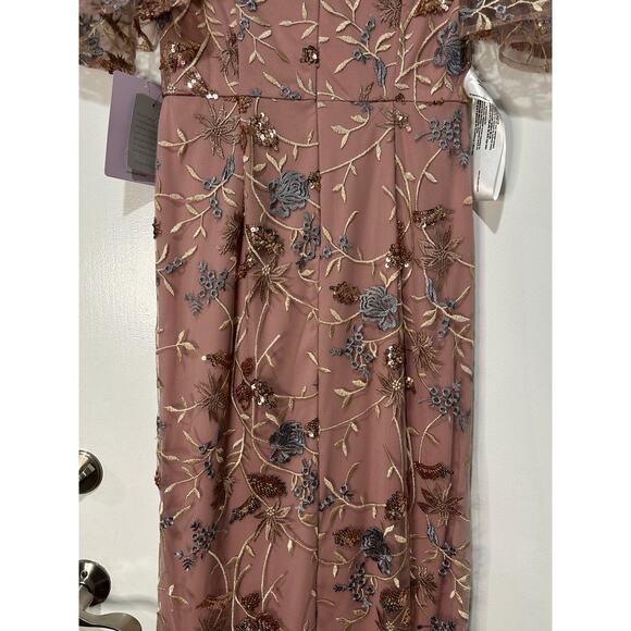 JS Collections Daphne Embroidered Flutter-Sleeve Gown Blush Multi Size 8 NWT - Picture 15 of 16